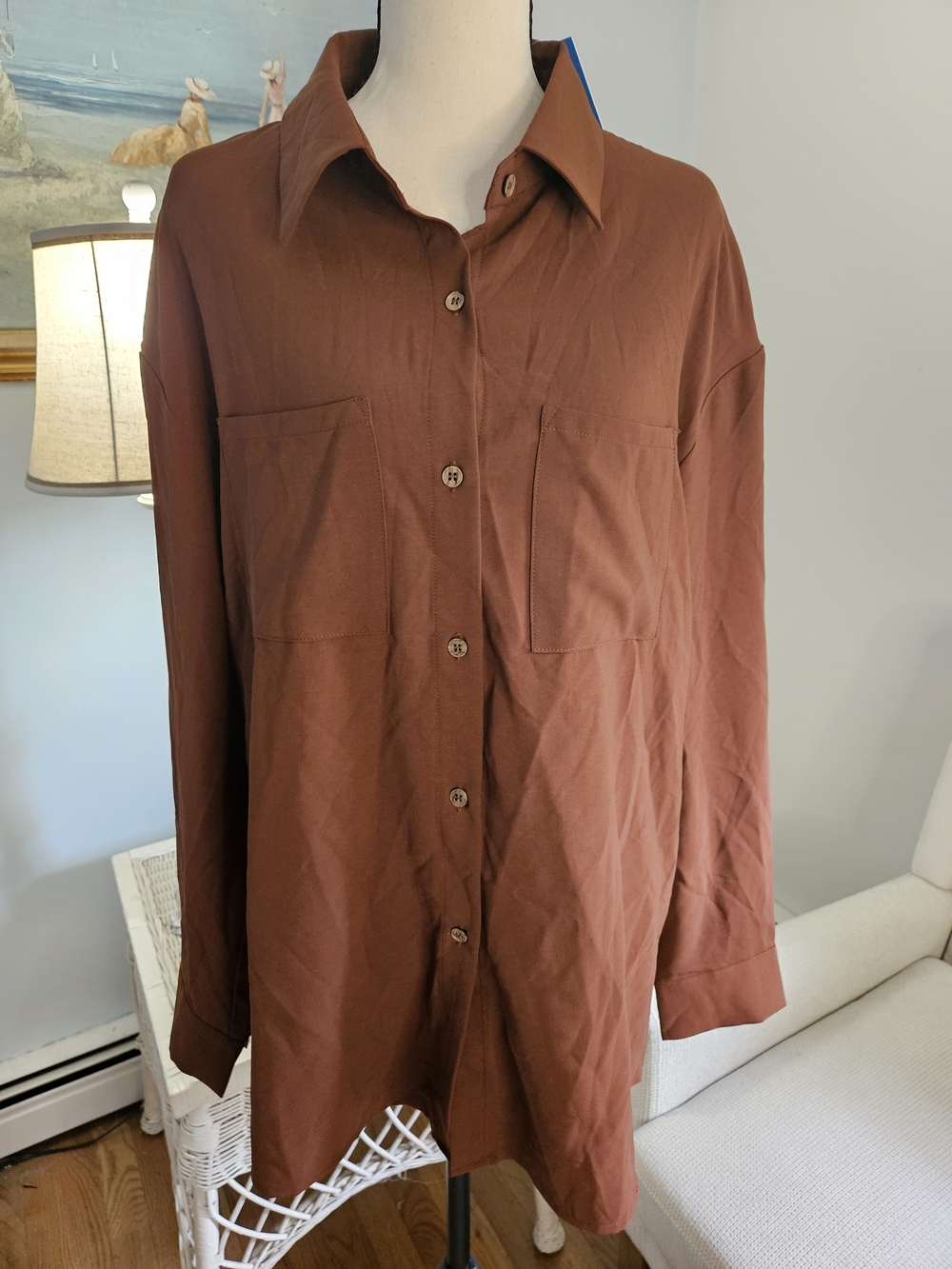 Cupshe Men's Lightweight Button-Front Shirt Jacket in Brown . Thanksgiving P69